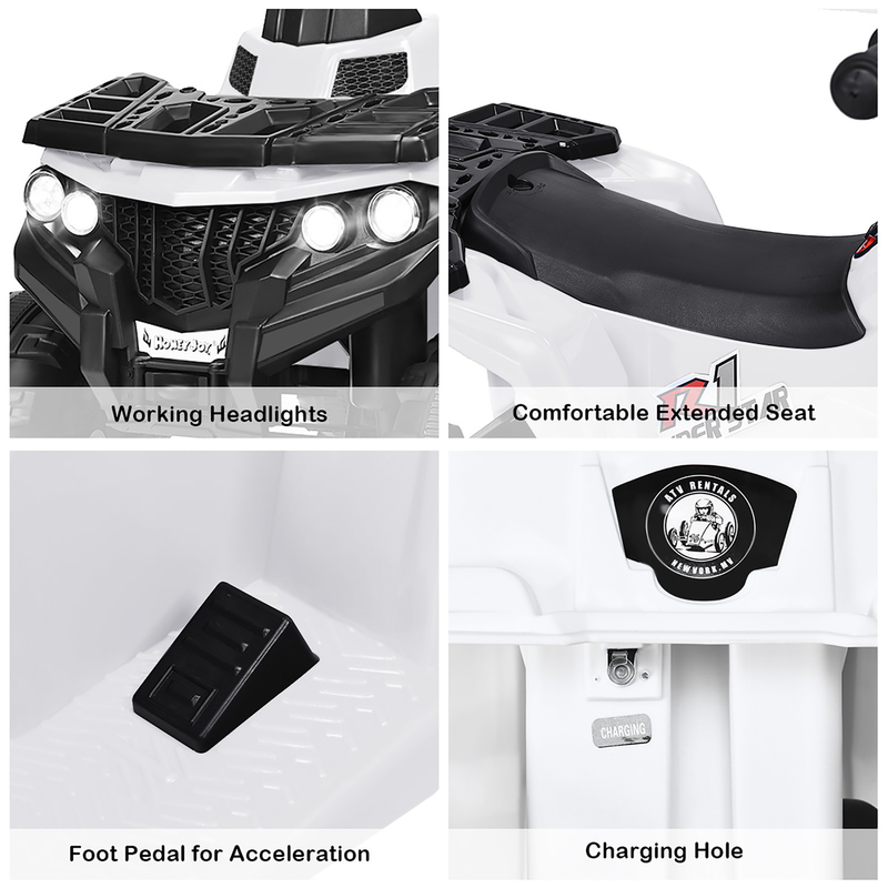 Electric 6V ATV Quad for Kids with Lights - Rechargeable Battery Quadricycle Gift