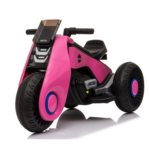 Electric 6V Pink Motorcycle Toy with 3 Big Wheels for Kids