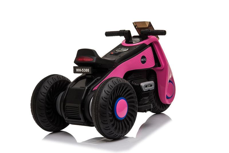 Electric 6V Pink Motorcycle Toy with 3 Big Wheels for Kids