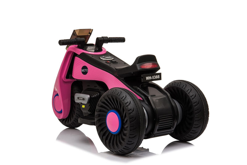 Electric 6V Pink Motorcycle Toy with 3 Big Wheels for Kids