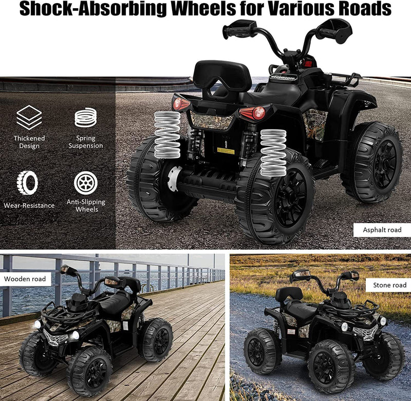 Electric ATV 4-Wheeler Quad Car Toy for Kids - 12V, 2 Speeds, Headlights, MP3 Compatible