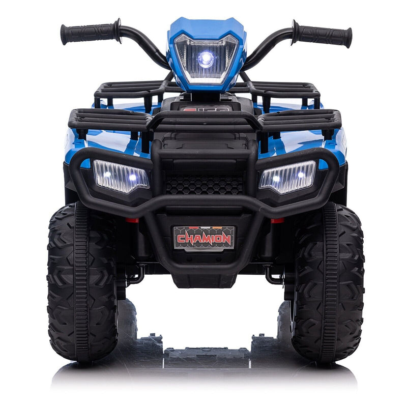 Electric 4-Wheeler Quad for Kids with MP3 & Headlights - 2 Speeds, 12V, Blue