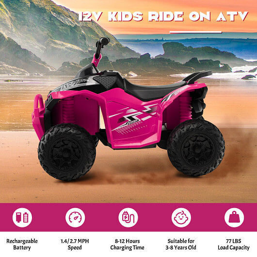 Electric ATV for Kids with Adjustable Speed and Cozy Seat - Pink