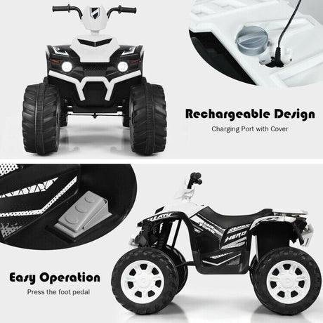 Electric ATV for Kids with LED Lights and Treaded Tires - 12V Ride-On Adventure