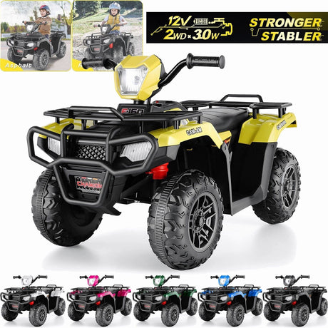 Electric ATV Quad Car Toy for Kids with LED Lights, USB and MP3 Player - Suitable for Girls and Boys Aged 3-8 Years