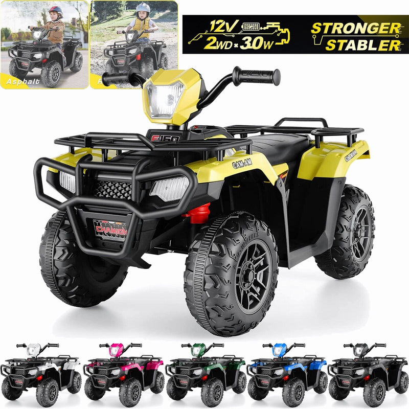 Electric ATV Quad Ride-On Car for Kids with LED Lights and USB/AUX Port