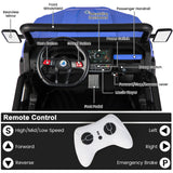 Electric Blue 2 Seater UTV Dump Truck with Remote Control, Dump Bed, and Shovel