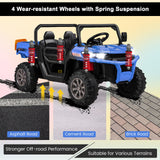 Electric Blue 2 Seater UTV Dump Truck with Remote Control, Dump Bed, and Shovel