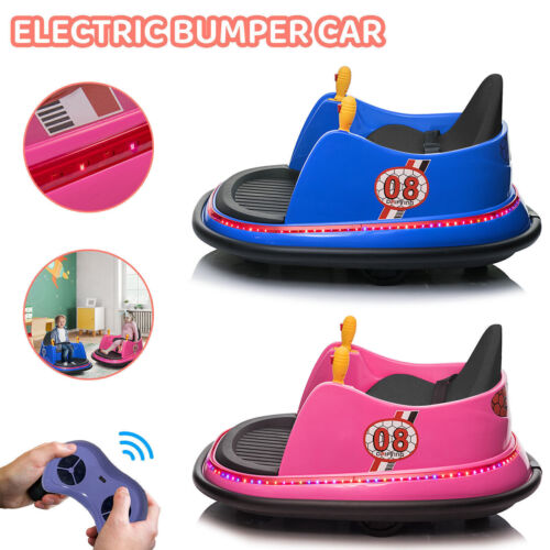Electric Bumper Car for Kids with Lights, Music, and Parental Control - Pink/Blue