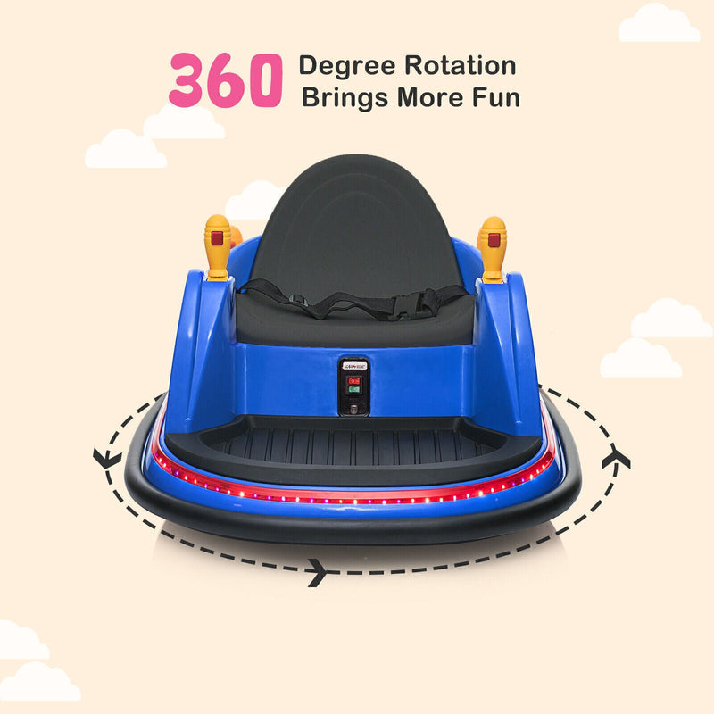 Electric Bumper Car for Kids with Lights, Music, and Parental Control - Pink/Blue