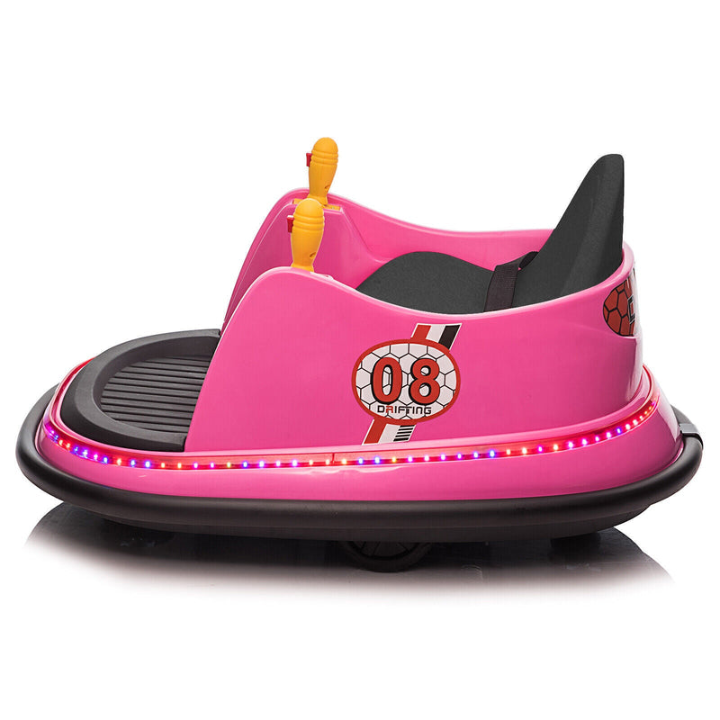 Electric Bumper Car for Kids with Lights, Music, and Parental Control - Pink/Blue