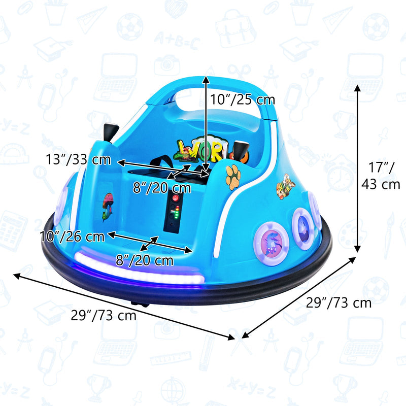 Electric Bumper Car for Kids with Remote Control, LED Lights, and Music