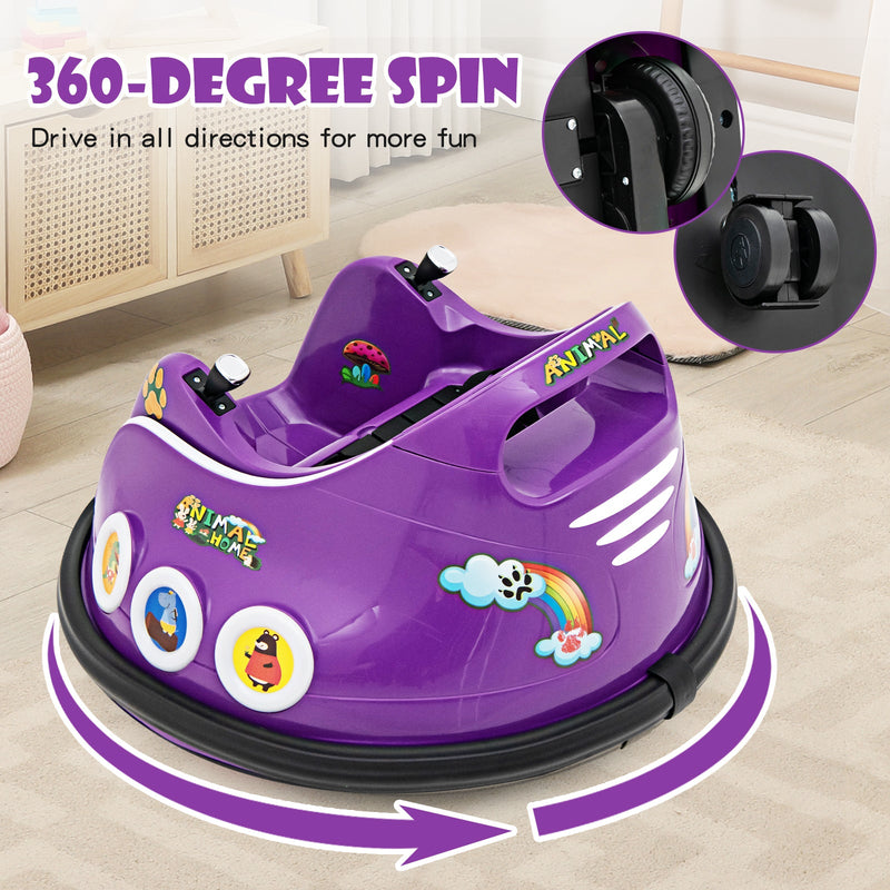 Electric Bumper Car for Kids with Remote Control, LED Lights, and Music