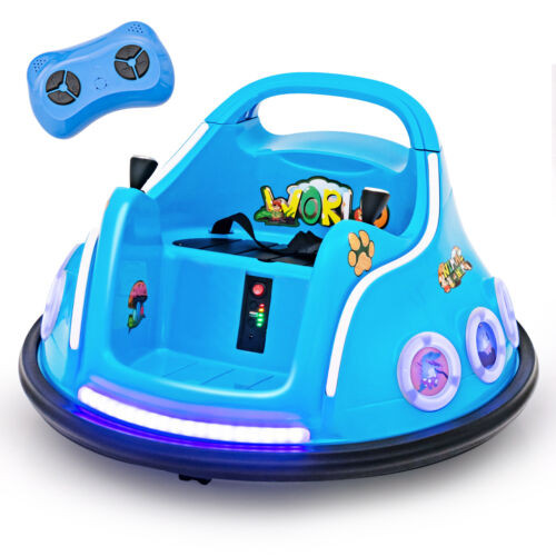 Electric Bumper Car for Kids with Remote Control, LED Lights, and Music - Navy