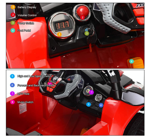 Electric Car for Kids Ages 3-8 with Lights and MP3 Input for Driving and Playtime