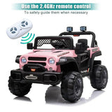 Electric Car with Adjustable Seat Belt and Rechargeable 12V Battery in Pink, with 3 Speed Options