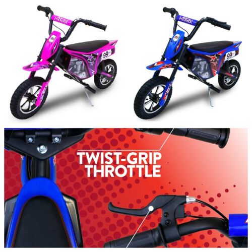 Electric Dirt Bike for Kids and Teens - 24V Ride on Toy Motorcycle in Red/Blue