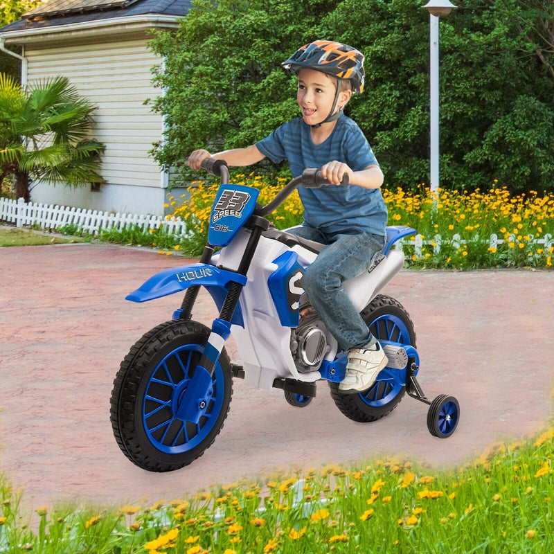 Electric Dirt Bike for Kids with Training Wheels - 12V Off-Road Ride-On Toy