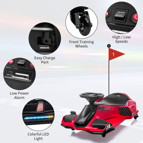 Electric Drift Car for Kids: High-Speed Ride-On Cart with 24V Power