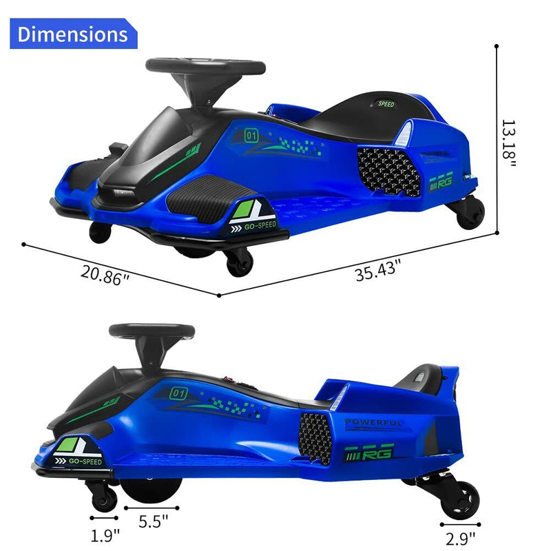 Electric Drifting Go-Kart for Kids with Music and LED Lights - 24V Ride-On Drift Car