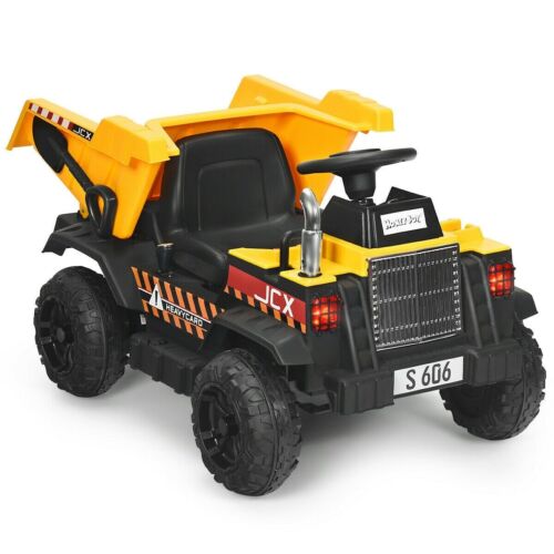 Electric Dump Truck Construction Tractor Toy with 12V Battery and Working Bucket