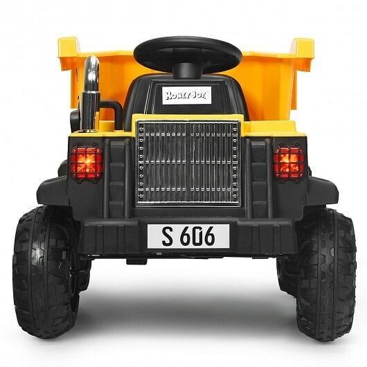 Electric Dump Truck Ride-On Toy for Kids - 12V Battery Powered with Yellow Bucket and Dump Bed