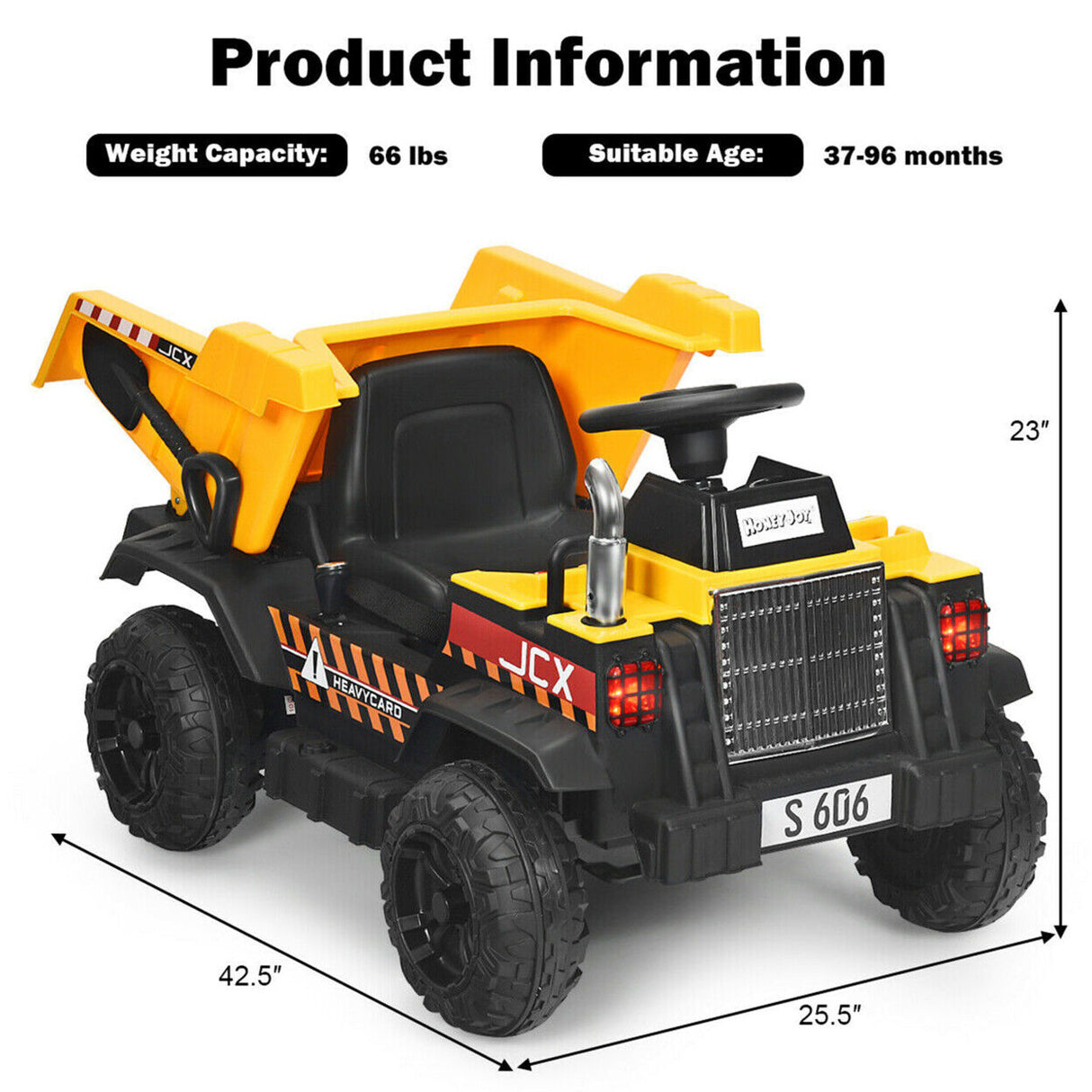 Electric Dump Truck Ride-On Toy with Remote Control and Working Bucket - 12V Construction Tractor for Kids