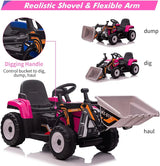 12V Battery-Powered Kids Excavator Ride-On Toy with Music and Headlights - Perfect Xmas Gift!