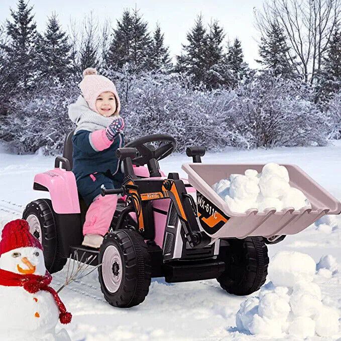12V Battery-Powered Kids Excavator Ride-On Toy with Music and Headlights - Perfect Xmas Gift!