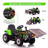 Electric Ride-On Excavator Tractor for Kids with Battery-Powered Digger and LED Lights