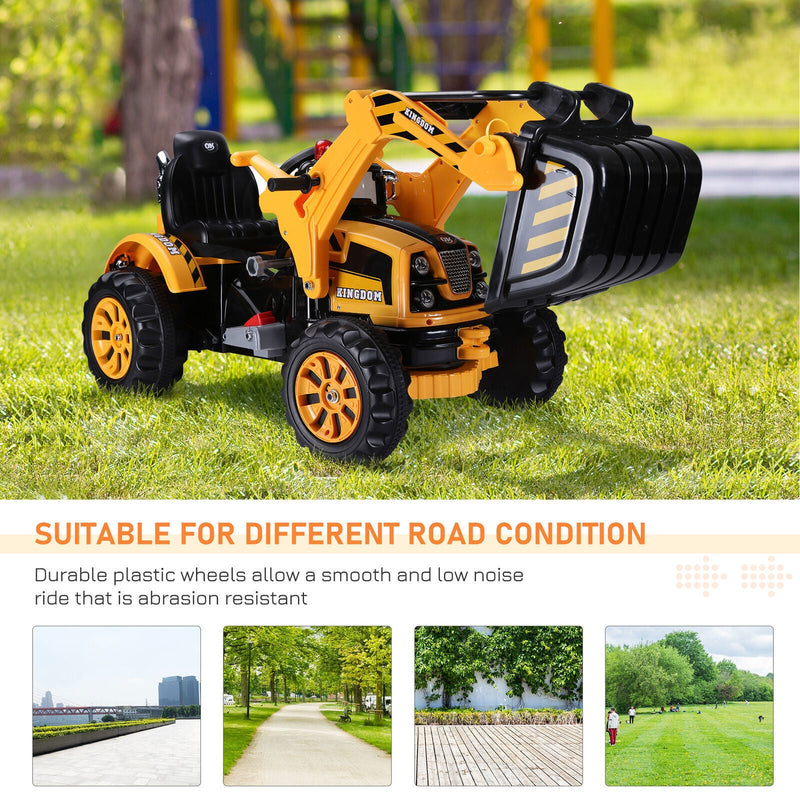Electric Excavator Digger Ride-On Toy for Kids - 6V Battery Powered Outdoor Play Vehicle
