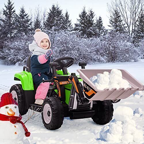 Electric Excavator Toy Vehicle for Kids with 12V Battery and 7-LED Headlights - Perfect Gift for Young Builders!