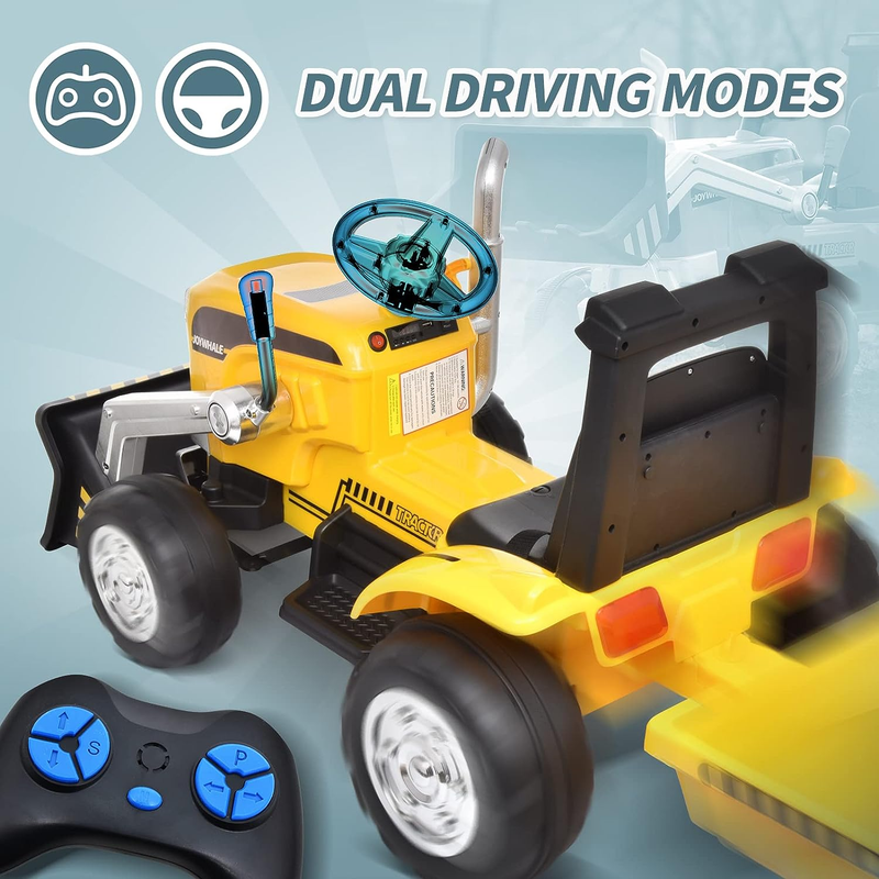 Electric Excavator Tractor Ride-On Car for Kids - 12V Battery Powered Motorized Vehicle