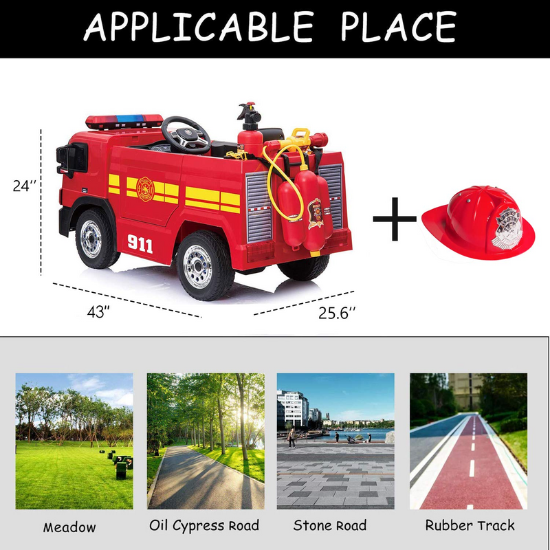 Electric Fire Truck Ride-On for Kids with Remote Control Motorized Power