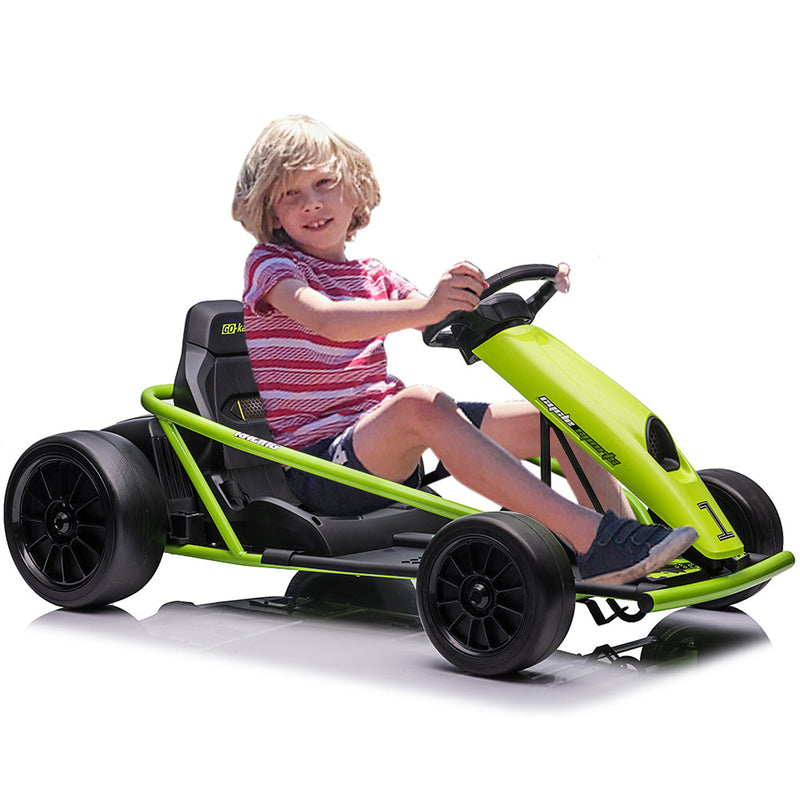 Electric Go Cart with 24V Battery, 300WX2 Motors, and 8MPH High Speed Drifting Capability
