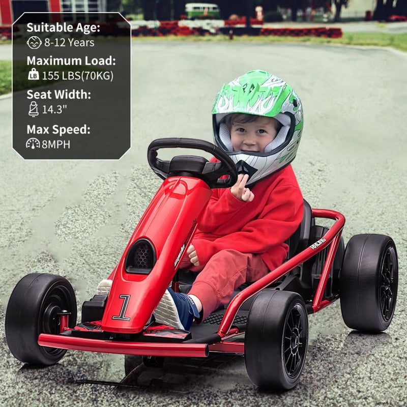 High-Speed Electric Go Kart for Kids - Perfect Racing Toy Gift (24V, 8MPH)