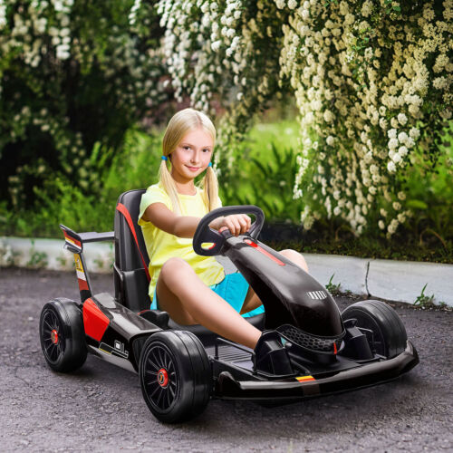 Electric Go Kart for Kids Ages 6-12 with Remote Control and Music Horn