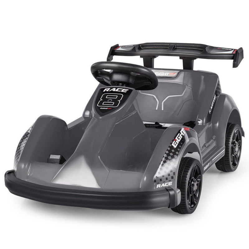 Electric Go Kart for Kids with Bumper, Music, and 4 Wheels - 6V Battery Powered Ride-On Racer