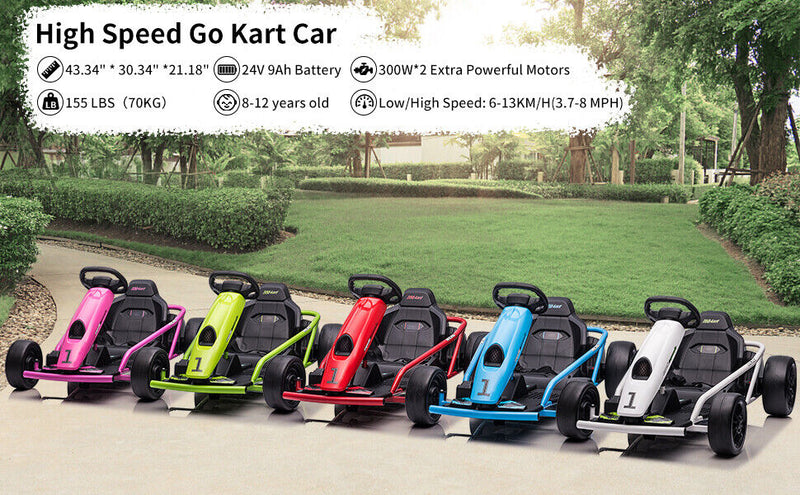 Electric GoKart Pro: High-Speed Racing Car with MP3 Player for Kids (24V, 3.7-8MPH)