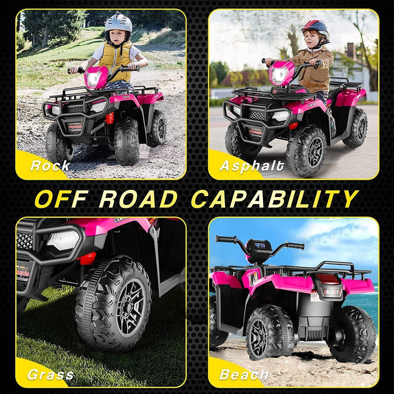 Electric 4-Wheeler ATV Quad for Kids with LED Lights, USB and MP3 Player - Suitable for Boys and Girls Ages 3-8