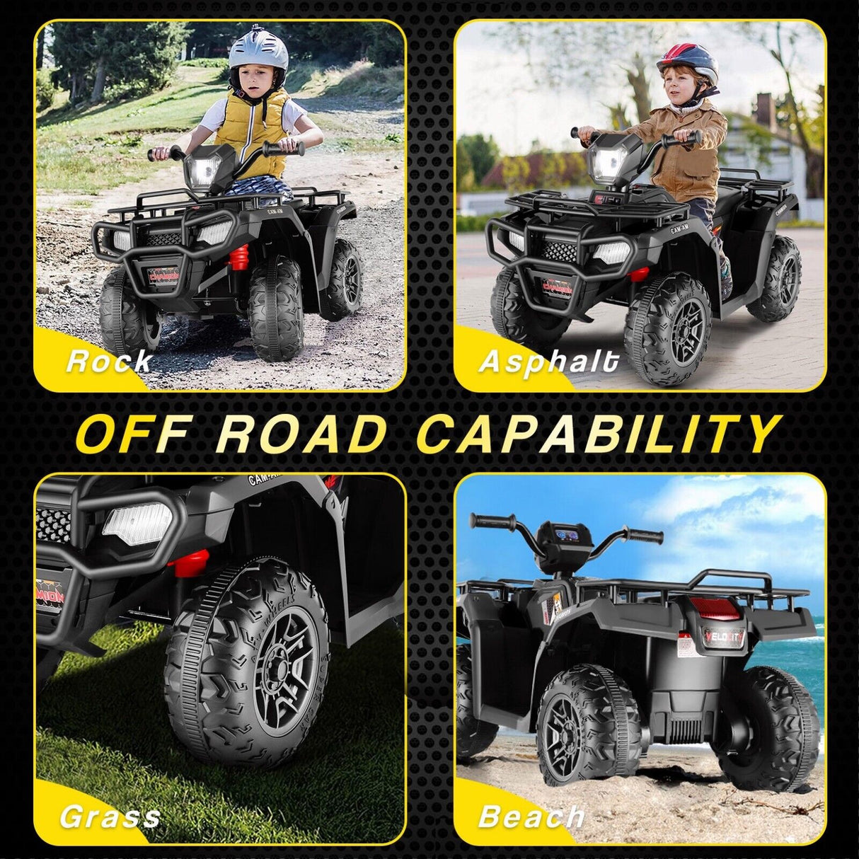 Electric 4-Wheeler Quad for Kids with 12V Battery and 2X30W Motor, USB Compatible