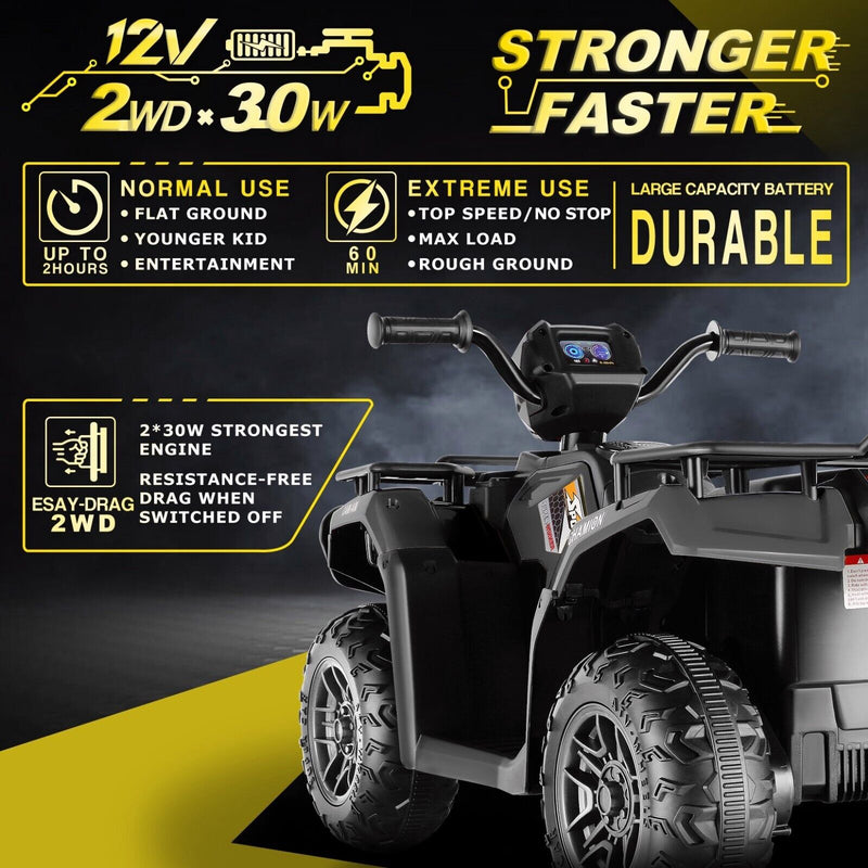 Electric Kids ATV Ride On Car with Music, LED Lights, and USB Charger - 12V 4-Wheeler for Endless Fun!