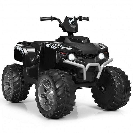 Electric Kids ATV with LED Lights and Treaded Tires - Black