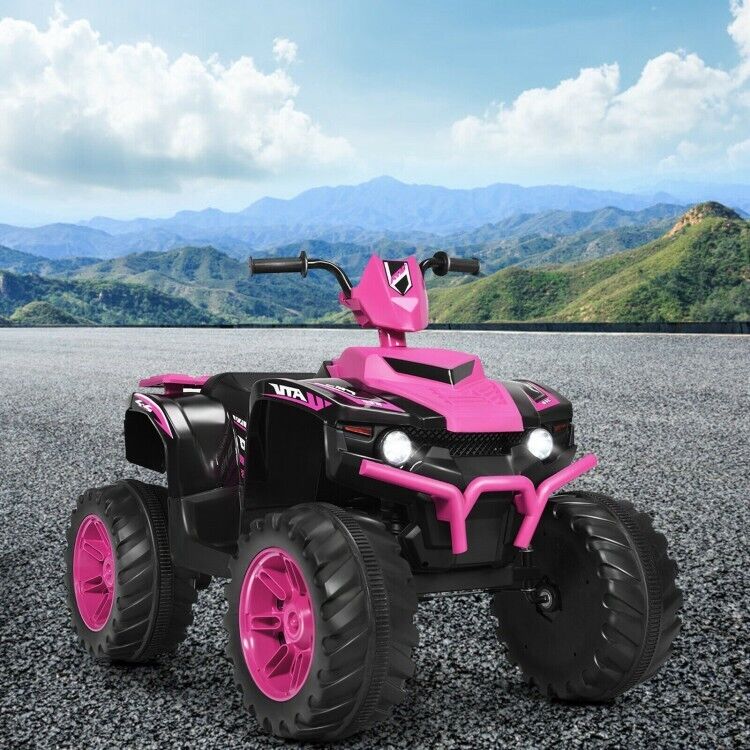 Electric Kids ATV with Manual Drive, LED Lights, and Treaded Tires - Fun Vehicle Toy for Children