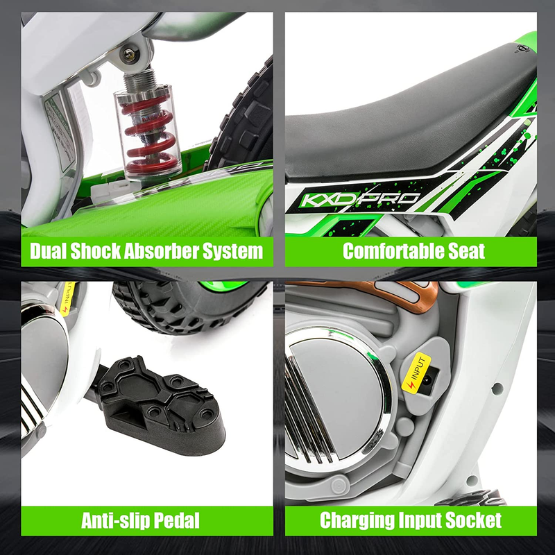 Electric Kids Dirt Bike with Training Wheels - 12V7AH Battery Powered, 2 Speeds