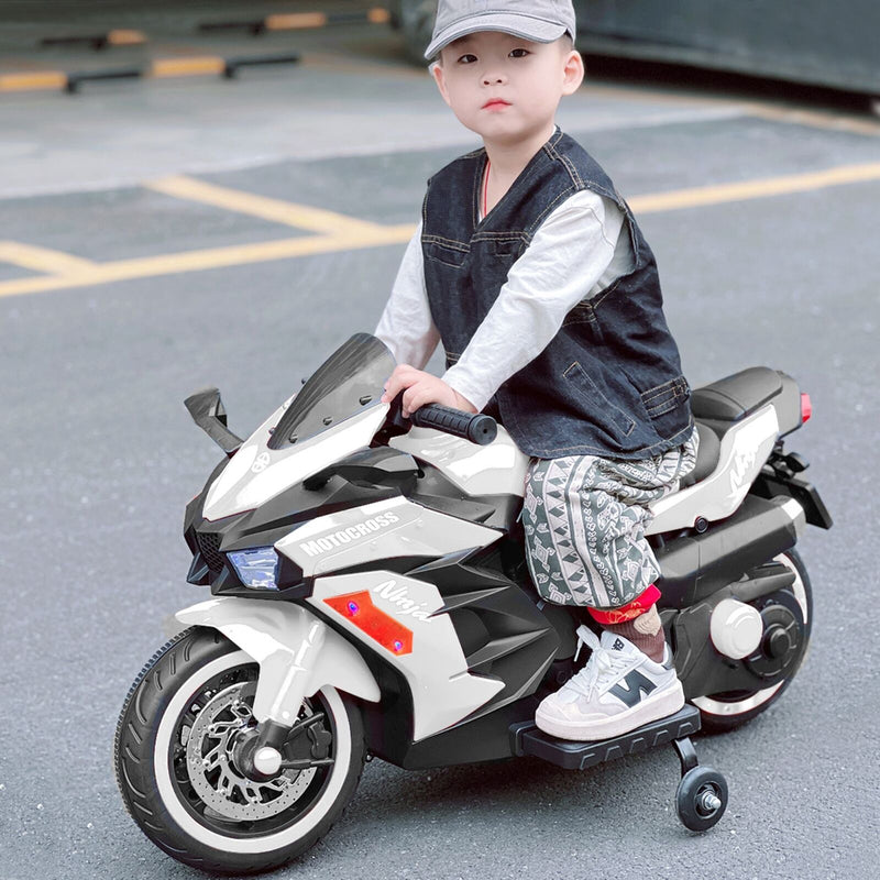 Electric Kids Motorbike with Rechargeable Battery - White