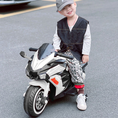 Electric Kids Motorbike with Rechargeable Battery - White