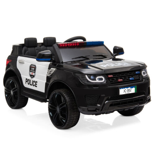 Electric Kids Police Car with Remote Control and LED Lights - 12V Ride-On Toy