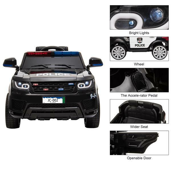 Electric Kids Police SUV Ride-On Car with Remote Control, LED Lights, Music, and Horn