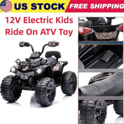 Electric Kids Ride On ATV 4-Wheeler Quad Car Toy with Music and Headlights - 2 Speed Options